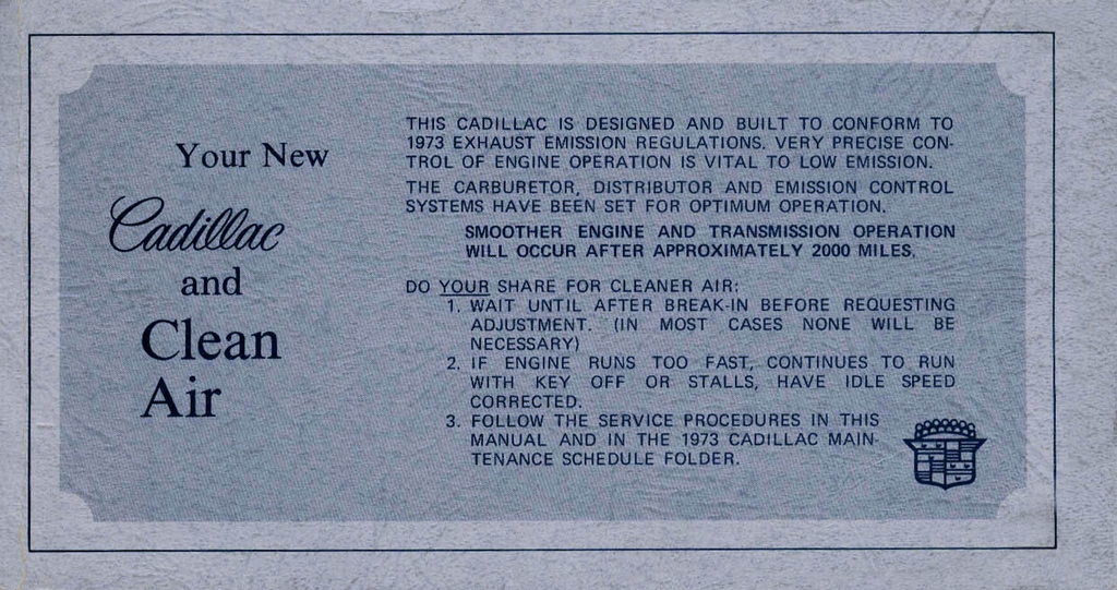 1973 Cadillac Owners Manual Page 85
